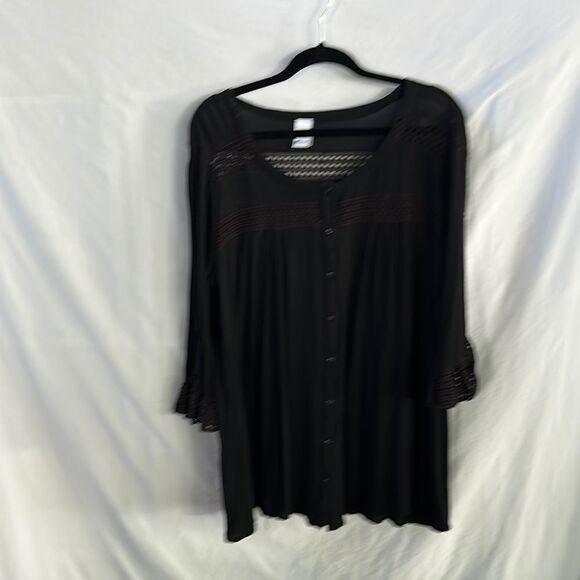 Swell designs button from 3/4 sleeve gauze button front top - Picture 1 of 5